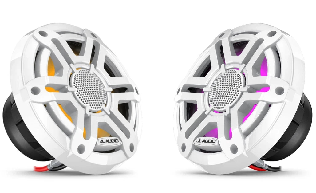 JL Audio M200 6.5" Marine Speakers White Sport Grilles with RGB LED 010-04753-02